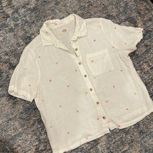MARINE LAYER - Linen cropped button down with peaches size small